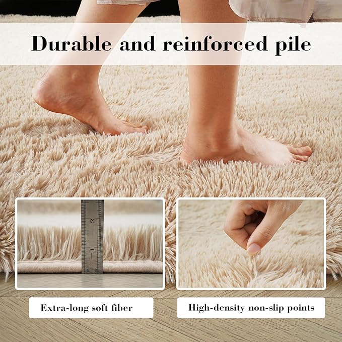 Soft Runner Rugs for Bedroom, Beige 2x8 Runners for Hallways Fluffy Rug Area Rug, Bedside Rug for Living Room Bedroom Kids Room Home Decor