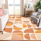 MUJOO Area Rug 6x9,Washable Rugs for Living Room Bedroom Dining Room,Large Boho Throw Floor Carpet Non Slip Soft Modern Abstract Bohemian Orange
