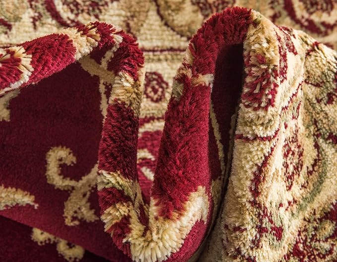 Unique Loom Versailles Collection Traditional Classic Medallion Floral Motif Area Rug (9' 0 x 12' 0 Rectangular, Burgundy/ Ivory)