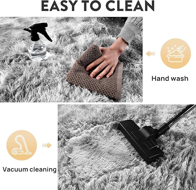 Ultra Soft Fluffy Rugs for Bedroom, Anti-Skid Indoor Carpet Nursery Rugs for Kids Room Home Decor, Rectangular Fuzzy Rug Tie-Dyed Light Grey 5x7 Feet