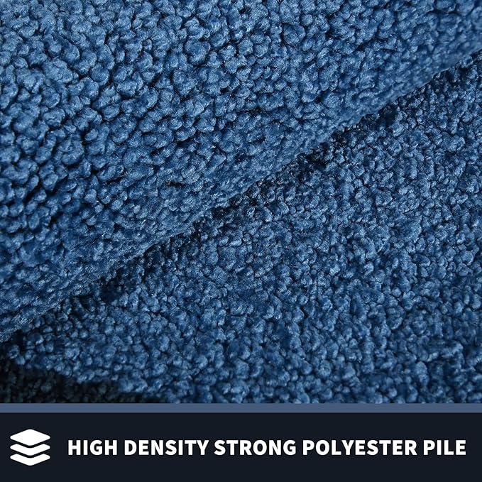 PURRUGS Dirt Trapping Door Mat 24" x 70", Non-Slip/Skid Machine Washable Entryway Rug, Shoes Scraper, Throw Rug, Super Absorbent Area Rug for Muddy Wet Shoes and Paws, Light Blue & Navy
