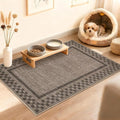Small Area Rug 2x3 Modern Checkered Entry Rug Solid Color Scalloped Kitchen Rugs Washable Bedroom Doormat Non Slip Stain Resistant Bordered Throw Carpet for Living Room Nursery Laundry, Brown