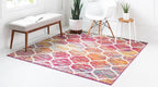 Rugs.com Lattice Frieze Collection Rug – 4' Square Multi Medium Rug Perfect for Living Rooms, Kitchens, Entryways