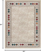 Antep Rugs Alfombras Modern Bordered 5x7 Non-Skid (Non-Slip) Low Profile Pile Rubber Backing Indoor Area Rugs (Beige, 5' x 7')