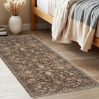 KILOCOCO Hallway Runner 2x5 Kitchen Runner Rug Printed Vintage Floral Washable Non-Slip Runners for Hallways Laundry Room Rugs Distressed Boho Rug Runners for Bedroom, Rust Brown Red