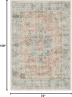 RUGGABLE Washable Vintage Area Rug – Sarrah Coral 6x9, Stain-Resistant, Non-Slip – Medium Machine Washable Rugs for Living Room, Bedroom, Hallway, Entryway & Office–with Standard Pad