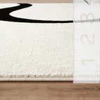 Abani Abstract Beige/Black Area Rug - 4'x6' - Modern Curved Line Design - Deco Collection - Easy to Clean - Durable for High Traffic Areas - Bedroom, Office & Kitchen - Medium Pile