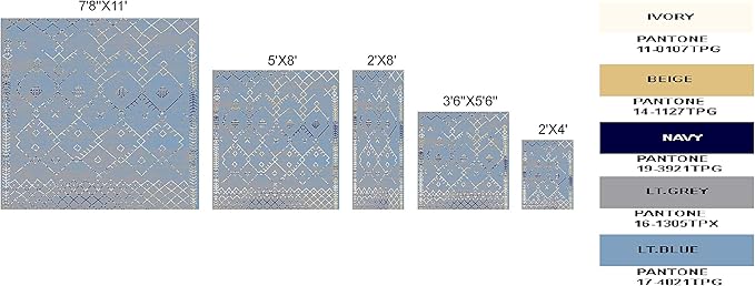 Furnish my Place Trellis Pattern Runner Rug - 2 ft. x 8 ft, Light Blue, Bohemian Rug with Transitional Design