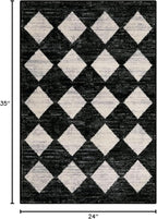 Lahome Moroccan Trellis Area Rug - 2x3 Printed Small Black Checkered Entryway Rug Non Slip Kitchen Mat, Stain Resistance Indoor Modern Floor Soft Throw Carpet for Front Door Bathroom Sink Bedroom
