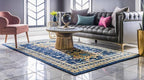 Unique Loom Taftan Collection Border Geometric Tribal Inspired Design Area Rug (9' 0 x 12' 0 Rectangular, Navy Blue/ Gold)