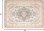Phantoscope Washable Area Rug 5'x7' Non-Slip, Vintage Boho Rugs for Living Room, Bedroom, Dining Room, Persian Floral Medallion Pattern, Low-Pile Foldable Floor Carpet, Ivory Rose/Fall Bloom