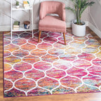 Rugs.com Lattice Frieze Collection Rug – 10' Square Multi Medium Rug Perfect for Living Rooms, Kitchens, Entryways