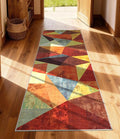 YIHOUSE Brown Runner Rug 2x6 for Hallway,Geometric Burnt Orange Area Rug Non Slip,Farmhouse Rugs Washable,Vintage Burgundy Carpets, Boho Rug for Kitchen