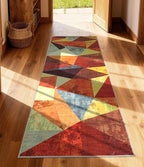 YIHOUSE Brown Runner Rug 2x6 for Hallway,Geometric Burnt Orange Area Rug Non Slip,Farmhouse Rugs Washable,Vintage Burgundy Carpets, Boho Rug for Kitchen