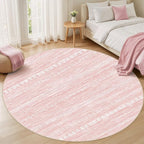 Nakagishi Round Rug Kitchen Washable Rugs: 6x6 Non-Slip Boho Soft Modern Stain Resistant Indoor Floor Neutral Farmhouse Throw Carpet for Hallway Bathroom Laundry Room Entryway Bedroom- Pink