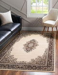 Unique Loom Reza Collection Traditional Persian Style Area Rug, 9 x 12 ft, Ivory/Brown