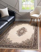 Unique Loom Reza Collection Traditional Persian Style Area Rug, 9 x 12 ft, Ivory/Brown