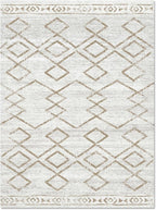 jinchan 3x5 Area Rugs for Entryway - Machine Washable Modern Rug Kitchen Soft Faux Wool Stain Resistant Non-Slip Ultra-Thin Low-Pile Geometric Carpet for Entrance Bedroom Living Room (3x5ft, Taupe)