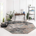 Unique Loom Trellis Frieze Collection Area Rug - Geometric (7' 10" Octagon, Blue Multi/ Ivory)