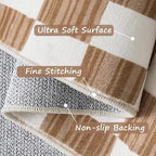 jinchan 2x3 Kids Area Rug Washable Indoor Entryway Doormat Modern Checkered Geometric Lattice Small Rug Non Slip Soft Carpet for Nursery Room Bedroom Bathroom Home Brown