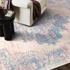 vivorug Runner Rug 2'x8' Machine Washable Non-Slip Runners for Hallways Kitchen Entryway Laundry Room Vintage-Inspired Carpet Hallway Runner Pink