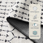 Lahome Moroccan Washable Runner Rug 2x6, Black Stain Resistant Non-Slip Kitchen Rug Runner, Ultra-Thin Geometric Print Distressed Floor Carpet for Entryway Laundry Bedroom