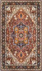 Moynesa Ultra-Thin Washable Oriental Area Rug - 3x5 Non-Slip Laundry Room Rug, Non-Shedding Stain Resistance Low Pile Kitchen Mat Indoor Throw Carpet for Fall Decor Bathroom, Brown/Multi