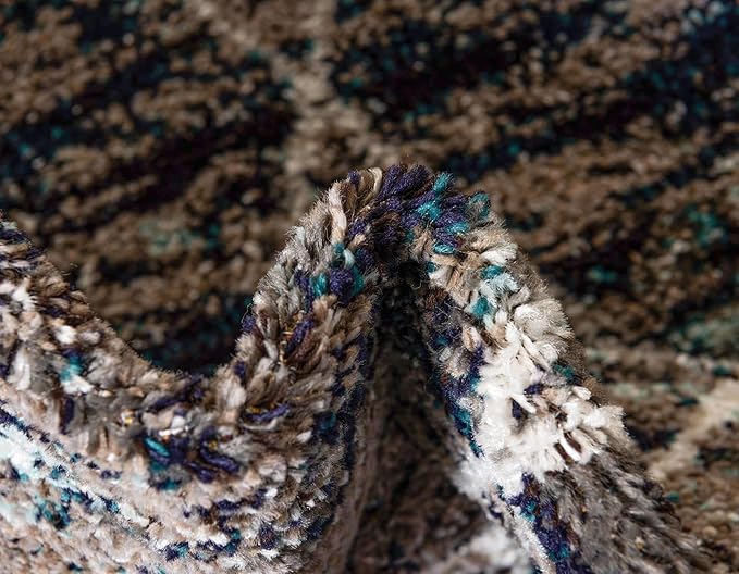 Unique Loom Trellis Frieze Collection Area Rug - Geometric (5' x 8' Oval, Blue Multi/ Ivory)