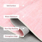 Garvee 5x7 Kids Room Rugs Washable Bedroom Rug Non Slip Stain Resistant Solid Color Rug Non Shedding Low Pile Carpet Foldable Minimalist Mats for Living Room, Dining Room, Pink
