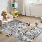 Area Rug Living Room Rugs - 3x5 Large Soft Indoor Neutral Modern Abstract Low Pile Washable Rug Carpet for Bedroom Dining Room Farmhouse Home Office - Grey