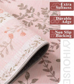YIHOUSE Pink Floral Print Rugs, Moroccan Trellis 10x14 Washable Large Rug, Modern Pastel Non Slip Ultra-Thin Area Rug for Classroom, Nursery Playroom,Dorm,Bedroom,Living Room, Pink Multi