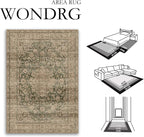 2x6 Washable Vintage Runner Rug Green Brown Hallway Kitchen Carpet Non-Slip Soft Low Pile Distressed Throw Rug for Bedroom Bathroom Laundry Living Room