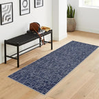 RUGSREAL 2x6 Runner Rug Washable Kitchen Runner Rug Modern Abstract Runner Mat for Hallway Contemporary Solid Rug Non-Slip Foldable Aesthetic Accent Floor Carpet for Living Room Bedroom, Blue