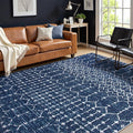 Lahome Moroccan Washable Area Rugs 6x9 Non-Slip Ultra-Thin Soft Living Room Carpet, Modern Geometric Print Stain Resistant Rug Carpet for Bedroom Dining Room Office, Blue