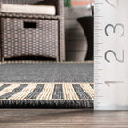 Nuloom Asha Dark Grey/Ivory, 9'6" x 12', Casual, Striped Border, Soft and Cozy, High Traffic, Stain Resistant, Easy Clean, Durable Area Rug for Indoor/Outdoor Patio, Deck, Porch, Garden, Courtyard