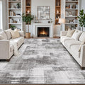 LUMI 8x12 Washable Low-Pile Area Rug for Living Room, Ultra Soft Modern Neutral Grey Rugs Non Slip with Rubber Backing, High Traffic, Stain Resistant Carpets, Ideal for Bedroom, Dining Room