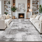 LUMI 8x10 Washable Low-Pile Area Rug for Living Room, Ultra Soft Modern Neutral Grey Rugs Non Slip with Rubber Backing, High Traffic, Stain Resistant Carpets, Ideal for Bedroom, Dining Room
