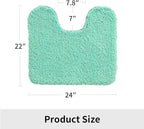 Toilet Rug 22x24 Spa Blue Non Slip Fluffy Toilet Floor Mat U Shaped Washable Bathroom Contour Rug for Toilet Absorbent Thick Toilet Carpet