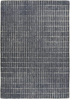 Hand-Tufted 100% Wool Area Rug – Unique Modern Geometric Grid Pattern, Soft Plush Textured Carpet for Living Room, Bedroom, Dining Room & Entryway (Smoke, 8' x 8' sq)