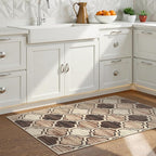Lahome Moroccan Runners for Hallways- 2x4 Area Rug Washable Non-Slip Soft Bathroom Runner Ultra-Thin Small Kitchen Mat, Modern Print Distressed Floor Runners for Entryway Bedroom （Coffee,2'x4'