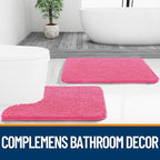 OLANLY Bathroom Rugs 44x24, Extra Soft Absorbent Chenille Bath Rugs, Rubber Backing Quick Dry, Machine Washable Bath Mats for Bathroom Floor, Tub and Shower, Home Decor Accessories, Hot Pink
