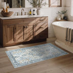 Runner Rug 2'6''x4, Non Slip Vintage Machine Washable Runner Rug, Low Pile Lighrweight Rugs for Entryway, Hallway, Kitchen and Corridor, Blue
