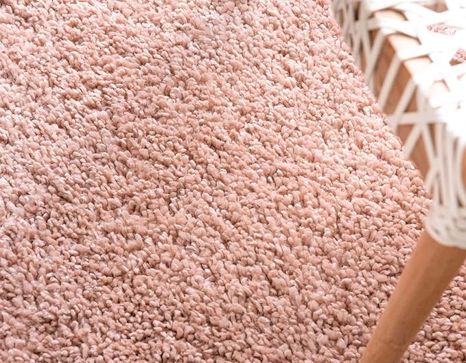 Unique Loom Davos Shag Collection Area Rug - Solid (2' 7" x 10' Runner, Dusty Rose)