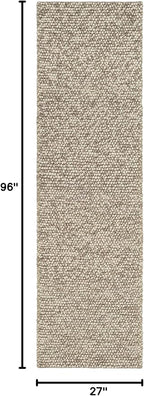 SAFAVIEH Natura Collection Runner Rug - 2'3" x 8', Beige, Handmade Wool Blend, Textured Design, Ideal for Hallway, Bedroom, Foyer (NAT620B)