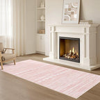 Nakagishi Runner Rug Kitchen Washable Rugs: 3x8 Non-Slip Boho Soft Modern Stain Resistant Indoor Floor Neutral Farmhouse Throw Carpet for Hallway Bathroom Laundry Room Entryway Bedroom- Pink