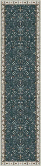Dark Green Kitchen Rug 12 ft Long - Modern Vintage Boho Eclectic Floral with Brown Accent, Washable Low Pile Non-Slip Extra Long Wide Runner Rugs for Hallway, 3x12