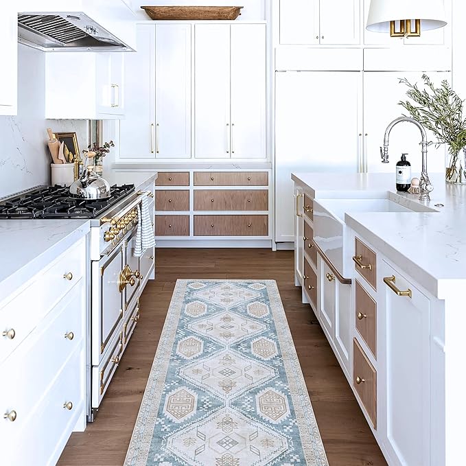 Washable Area Rug. Modern Farmhouse. Vintage. Turkish. Bohemian. Distressed. Oriental. Traditional. Rugs for Living Room. Dining. Bedroom. Office. Entryway. Foyer. (852CB, 2'5" x 4'9")