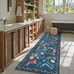 Collive Kitchen Runner Rugs Non Slip, Washable Jungle Animal Carpet Runners for Hallway Bathroom 2.6x8ft, Soft Bedroom Rug Blue Ultra Thin Stain Resistant Indoor Mats for Entryway, Bedside