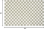 Revival Rugs Gambit 5'3"x8' Checkered Rug Washable Area Rug for Living Room Bedroom - 100% Recycled Oeko-TEX Certified, Medium Pile, Green, Beige