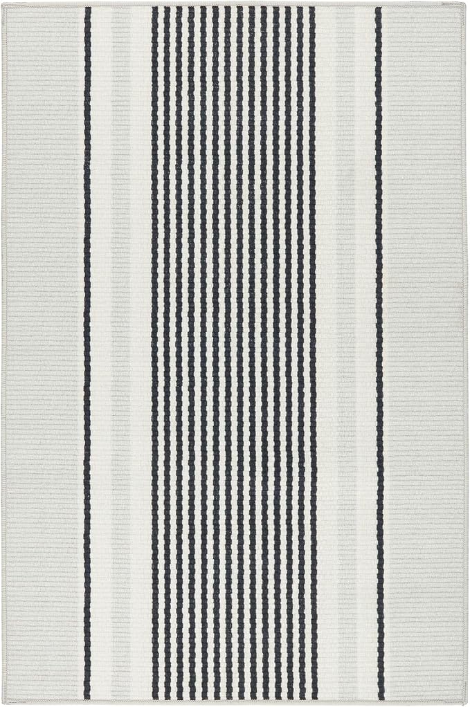 Dash & Albert Gunner Stripe Machine Washable Rug, 3 X 5 Feet, Grey Stripe Pattern